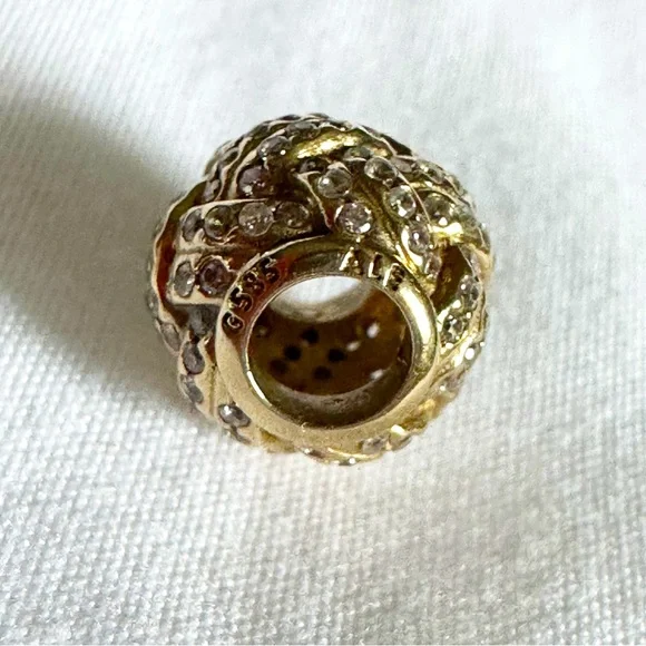 Rare Retired PANDORA Solid 14K Gold 585 Sparkling Love Knot Charm # 7509…